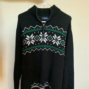 Chaps black quarter zip knitted sweater XL